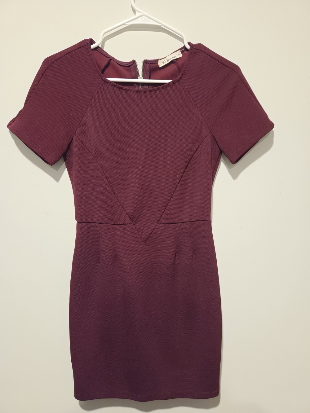 Tailored Plum Mini Dress with Short Sleeves